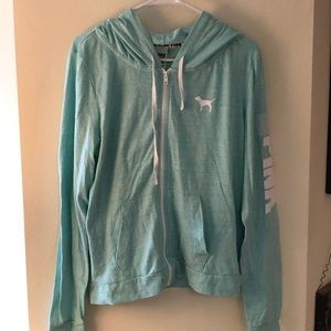 Mint Green zipper front light weight hoodie